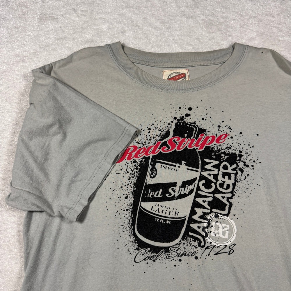 Red Stripe Jamaican Lager T Shirt Men Size XL Grey Cool Since 1928‎ Graphic Tee